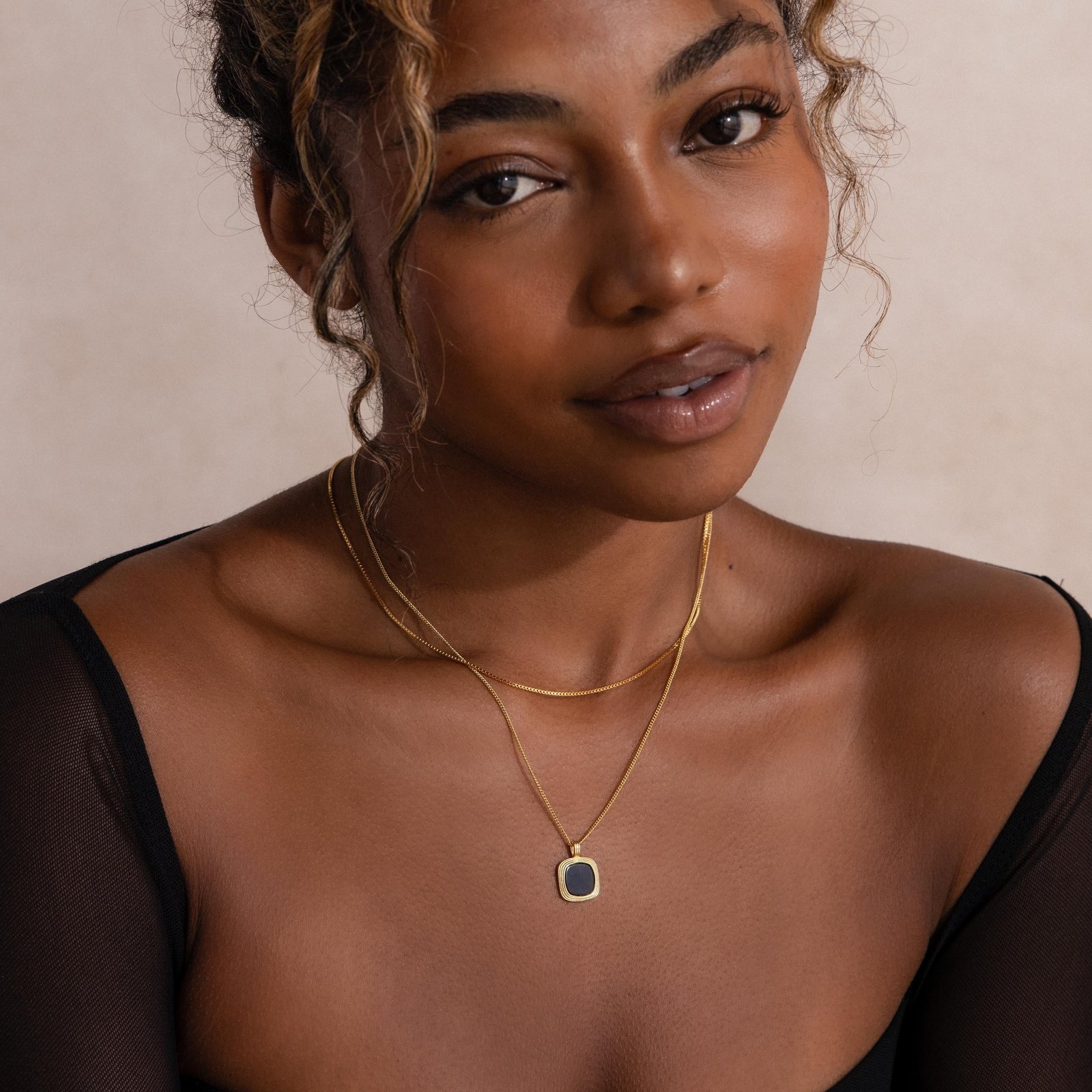 Square Onyx Necklace