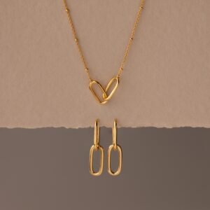 Linked Charm Necklace and Earrings Set