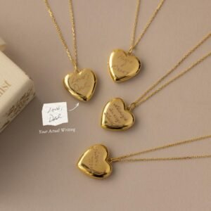Handwriting Heart Locket Necklace