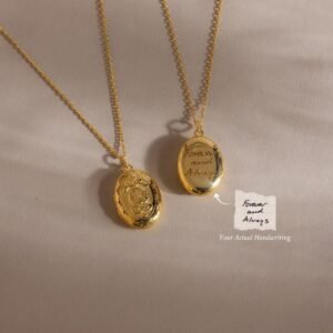 Floral Handwriting Locket Necklace