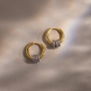 Mixed Metal Pave Hoops