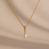 Diamond Pearl Droplet Necklace