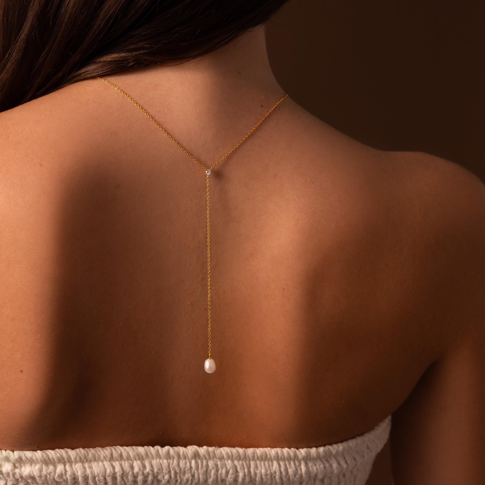 Pearl Drop Lariat Necklace