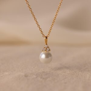 Diamond Halo Pearl Necklace