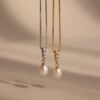 Diamond Pearl Droplet Necklace