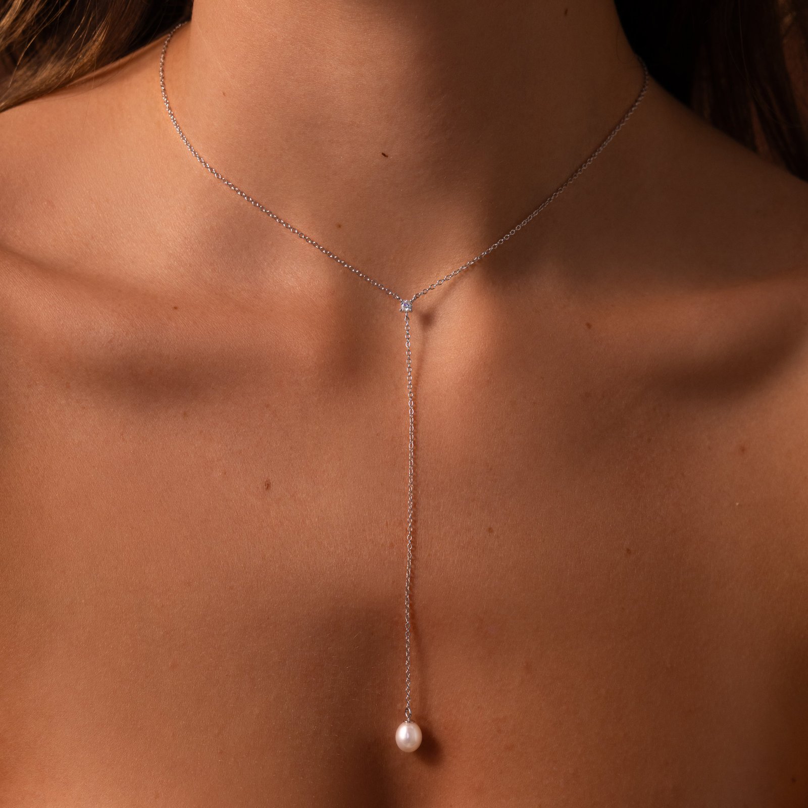 Pearl Drop Lariat Necklace