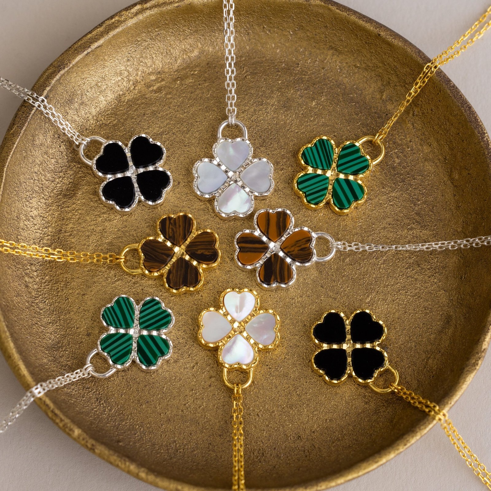 Gemstone Clover Necklace