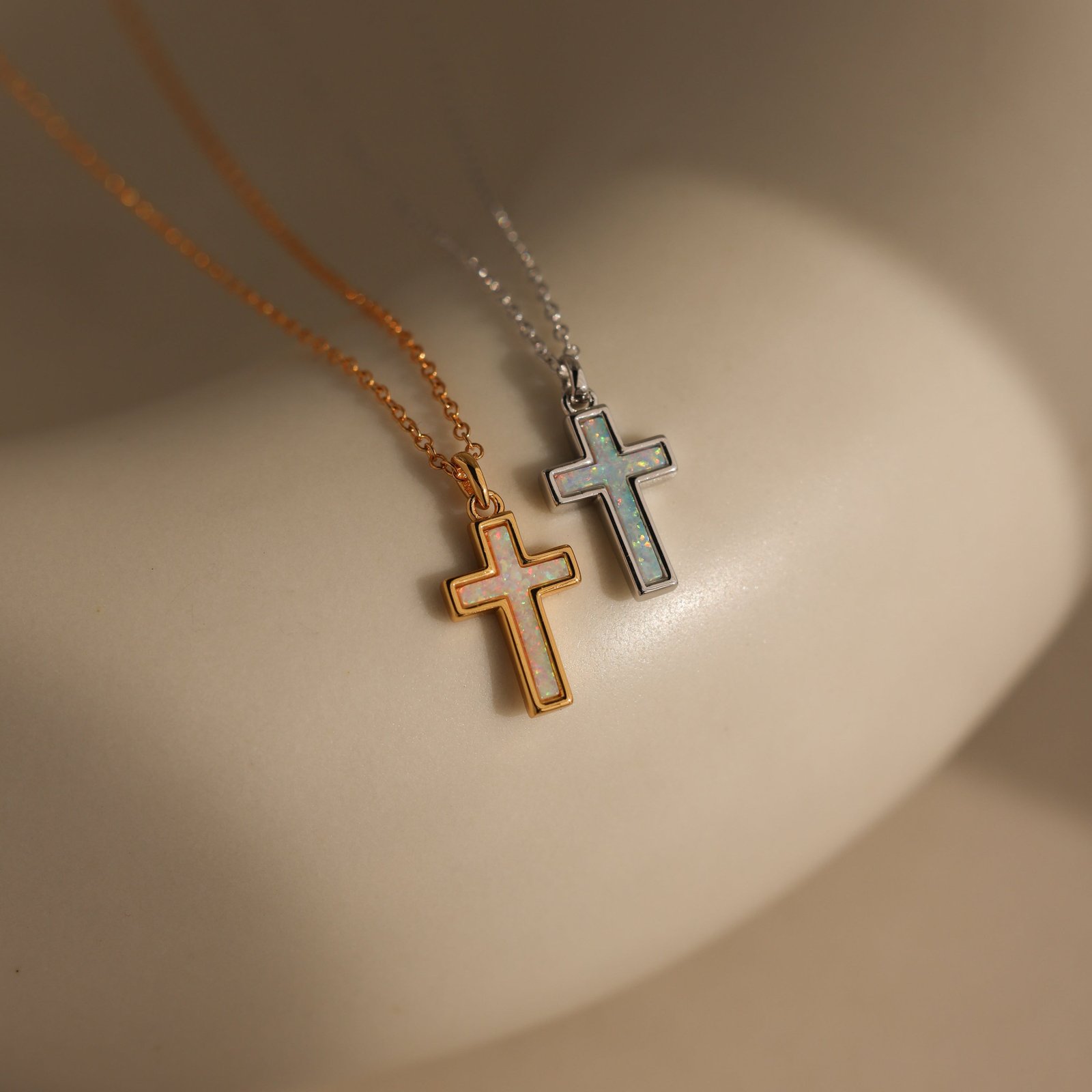 Opal Cross Necklace