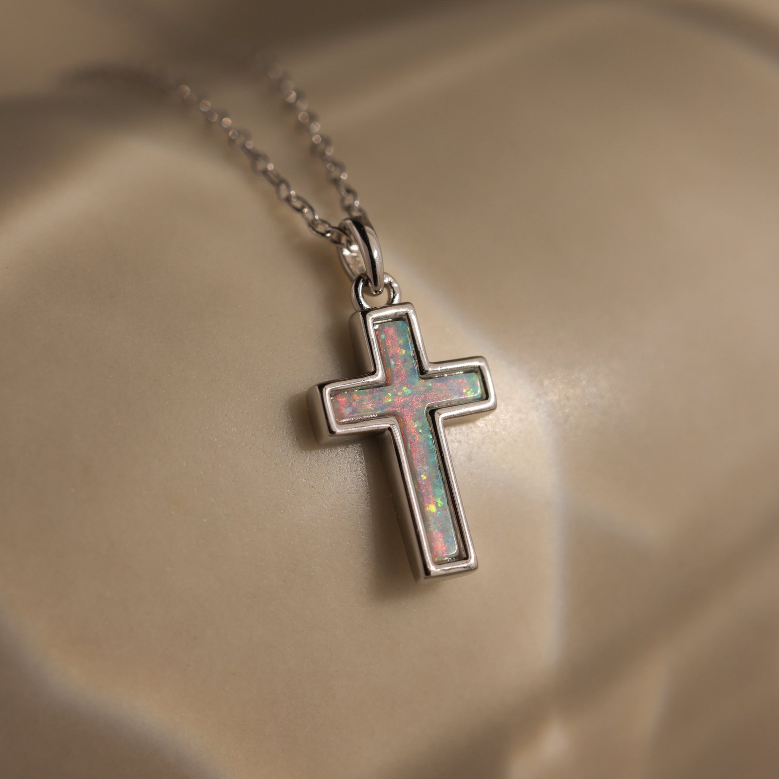 Opal Cross Necklace