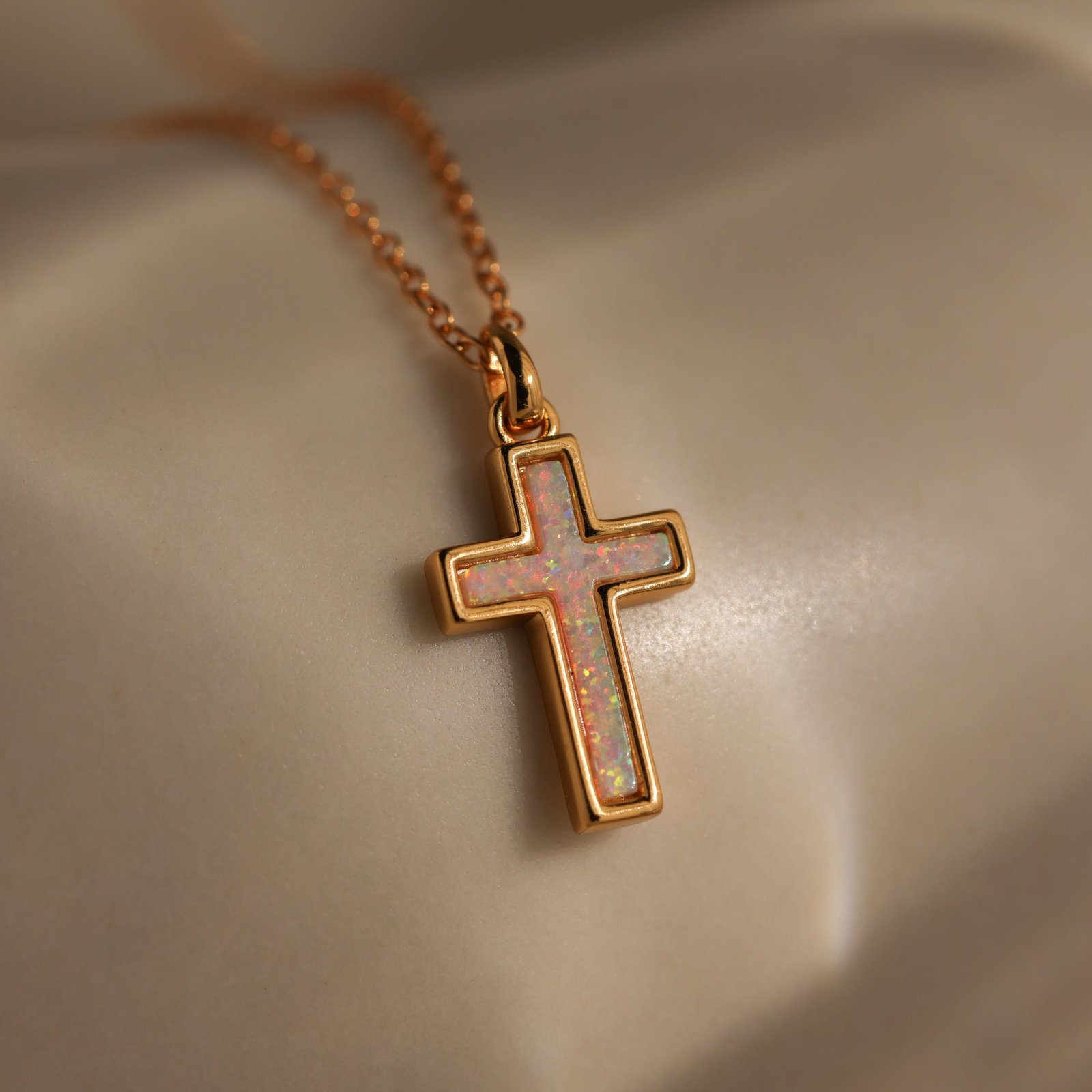 Opal Cross Necklace