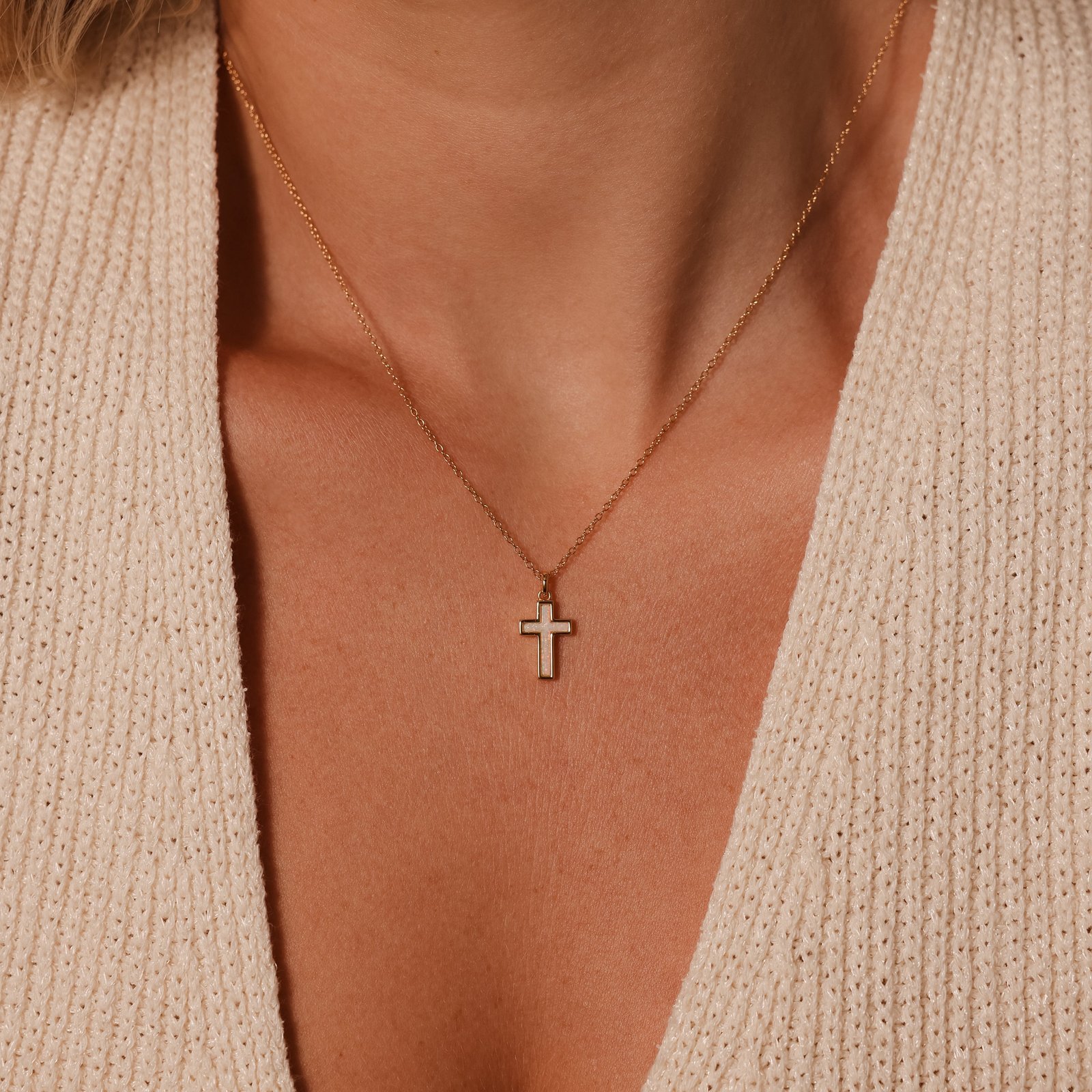 Opal Cross Necklace
